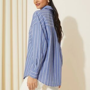 Anotah Menswear striped oversized button front shirt size XXL